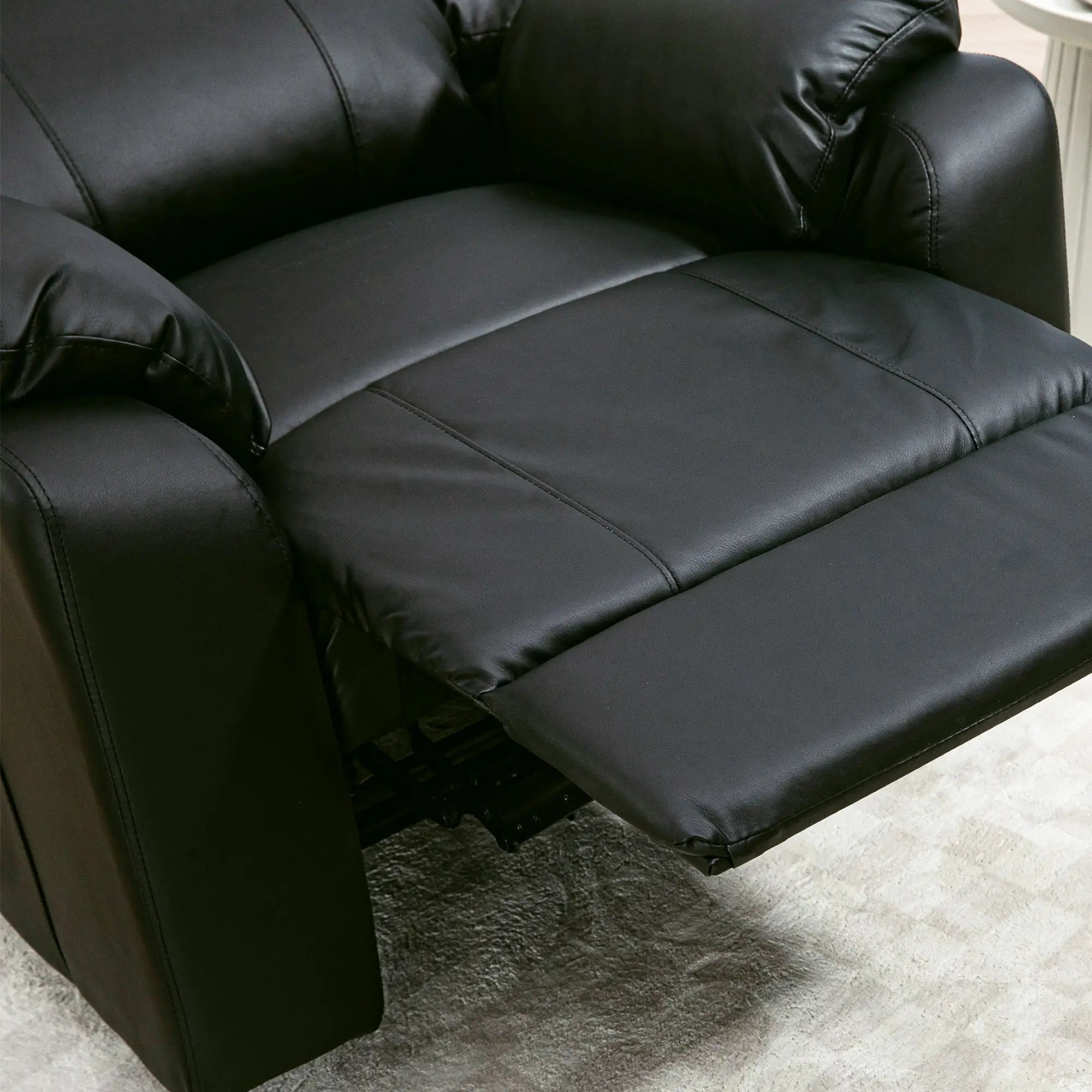 PU Leather Reclining Chair, Recliner Chair for Living Room with Footrest and 2 Side Pockets, Black Single Sofas at Gallery Canada