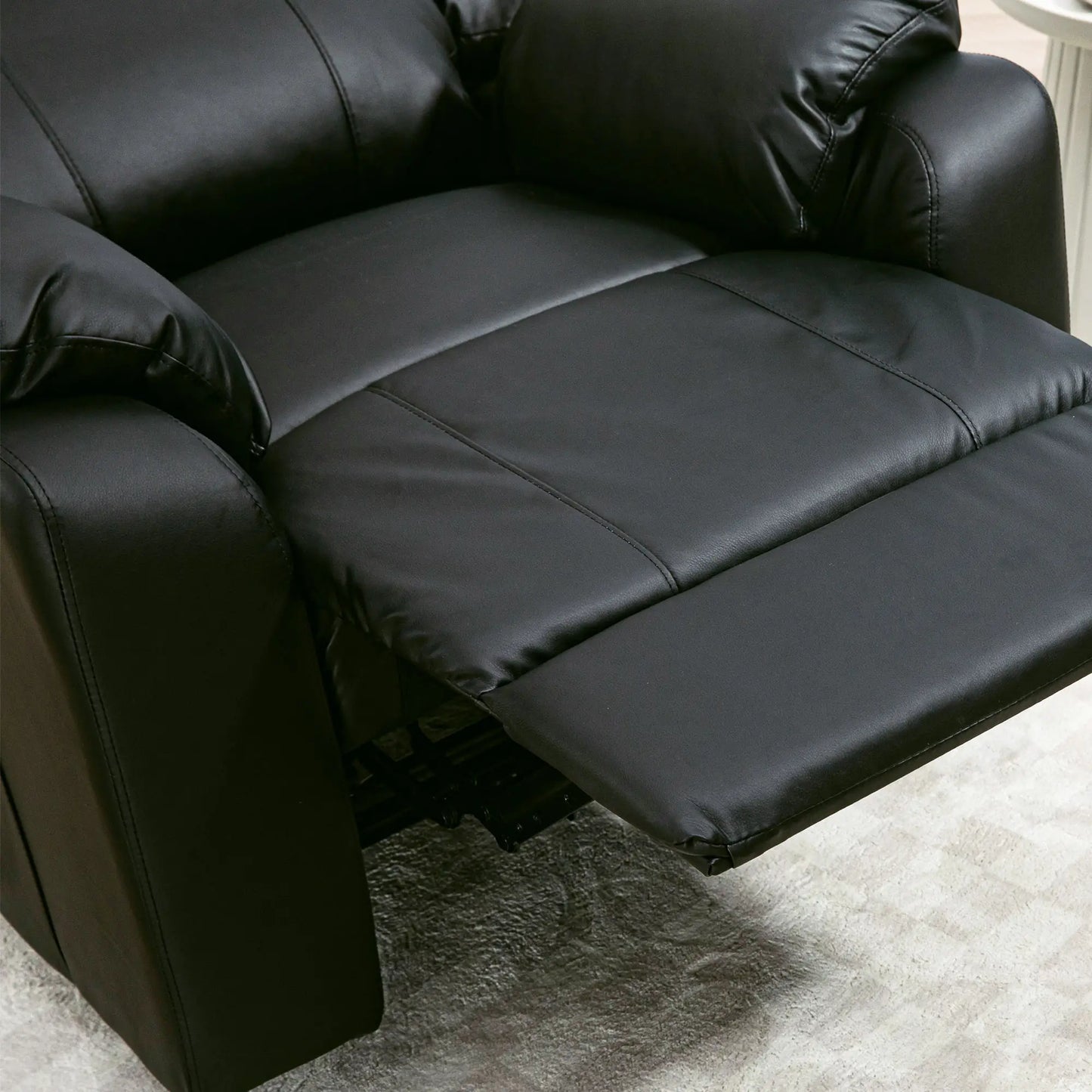 PU Leather Reclining Chair, Recliner Chair for Living Room with Footrest and 2 Side Pockets, Black Single Sofas at Gallery Canada