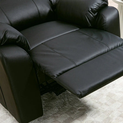 PU Leather Reclining Chair, Recliner Chair for Living Room with Footrest and 2 Side Pockets, Black Single Sofas at Gallery Canada