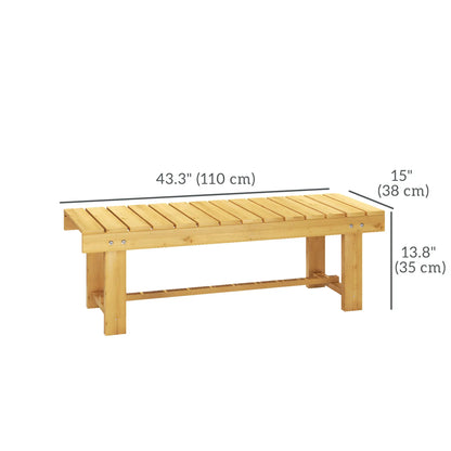 43.25" Outdoor Wood Garden Bench, Backless Patio Loveseat, Natural Outdoor Benches at Gallery Canada