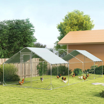 Large Metal Chicken Run, Waterproof UV-Resistant Cover, Feeding Door, Hanging Feeder, Perch, 24-30 Chickens Chicken Coops at Gallery Canada