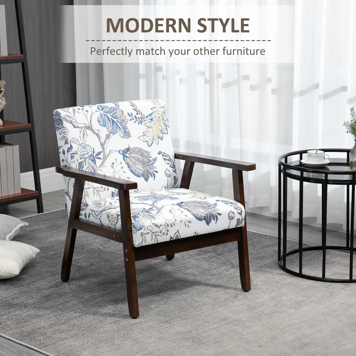 Modern Accent Chairs with Cushioned Seat, Upholstered Linen-Feel Armchair for Bedroom, Living Room, Multicolored Accent Chairs at Gallery Canada