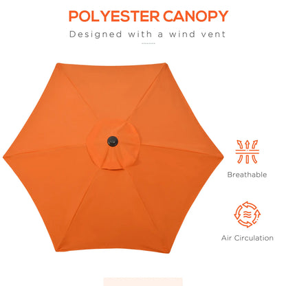 6.6FT Parapluie de Patio Extérieur, 6 Côtes Solides, Orange