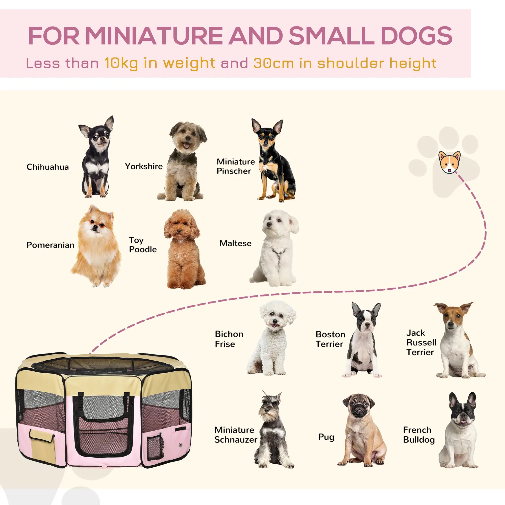 49-Inch Large Pet Playpen, Portable Dog Cat Cage, Carry Bag, Pink Houses, Kennels & Pens at Gallery Canada