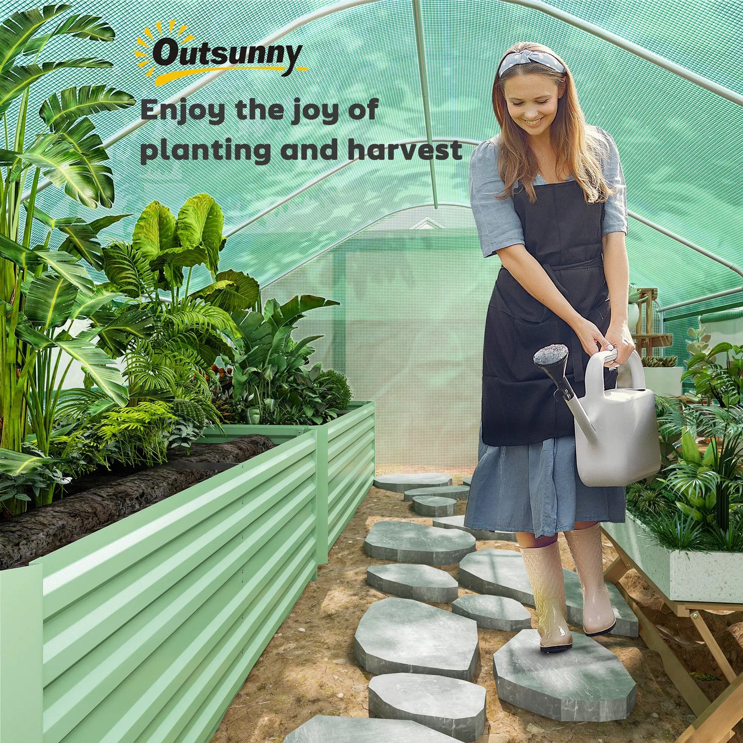 Walk-in Tunnel Greenhouse, Galvanized Steel Frame, 13' x 10' x 6.5', Green Tunnel Greenhouses at Gallery Canada