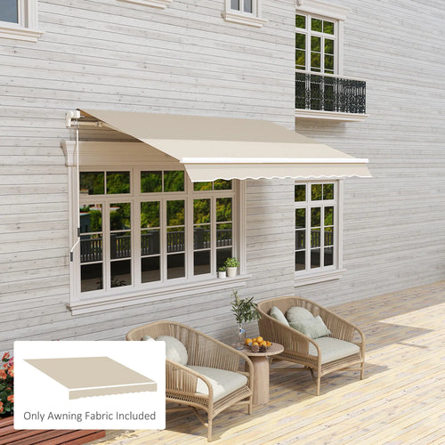 9' x 8' Outdoor Sunshade Canopy, Retractable Awning Fabric, Beige