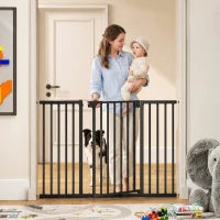 Barrière pour bébé et animal 3 extensions, fermeture automatique, 36"H, noir