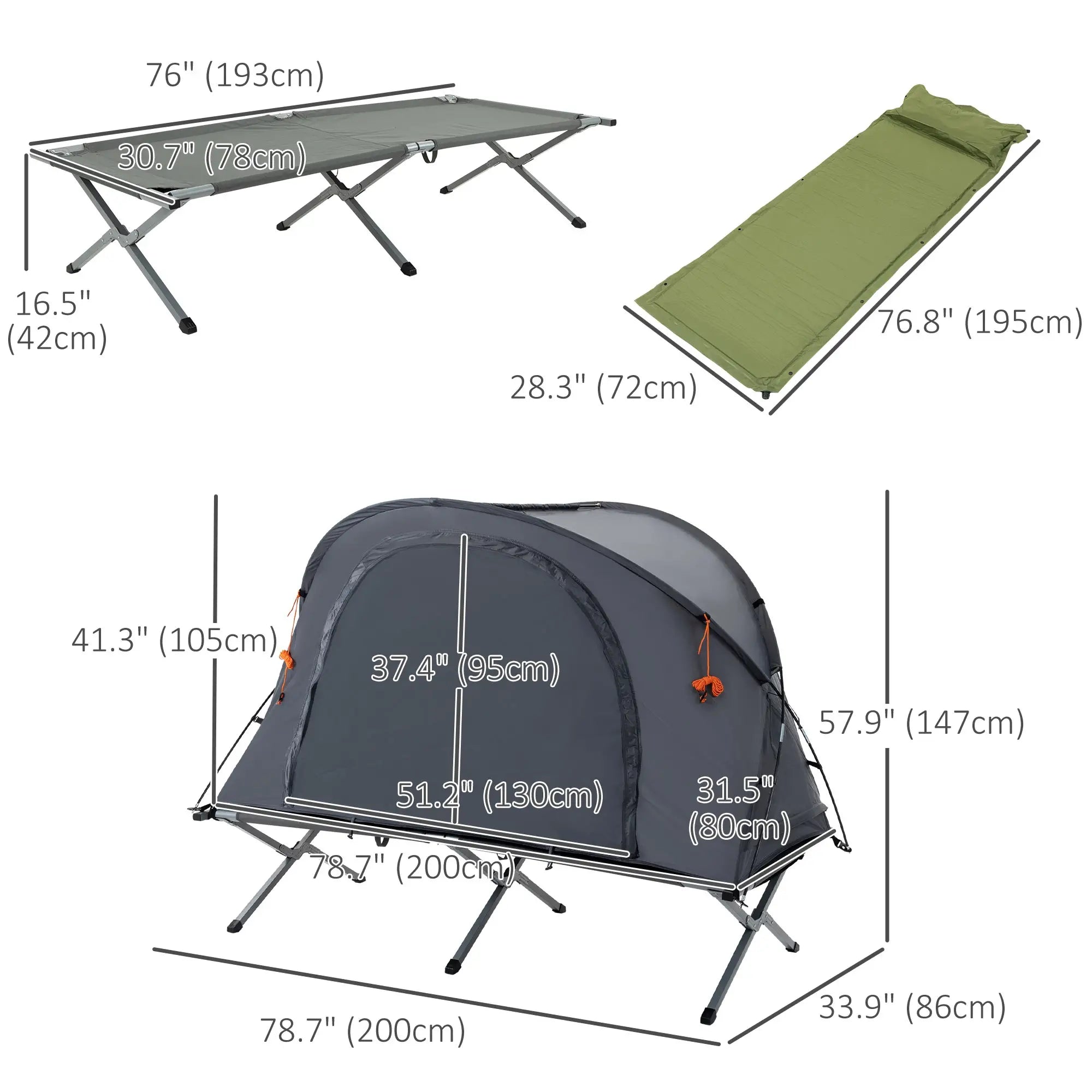 Camping Tent Cot, Folding Tent Shelter, Self-Inflating Air Mattress, Carry Bag, 1 Person Camping Tents at Gallery Canada