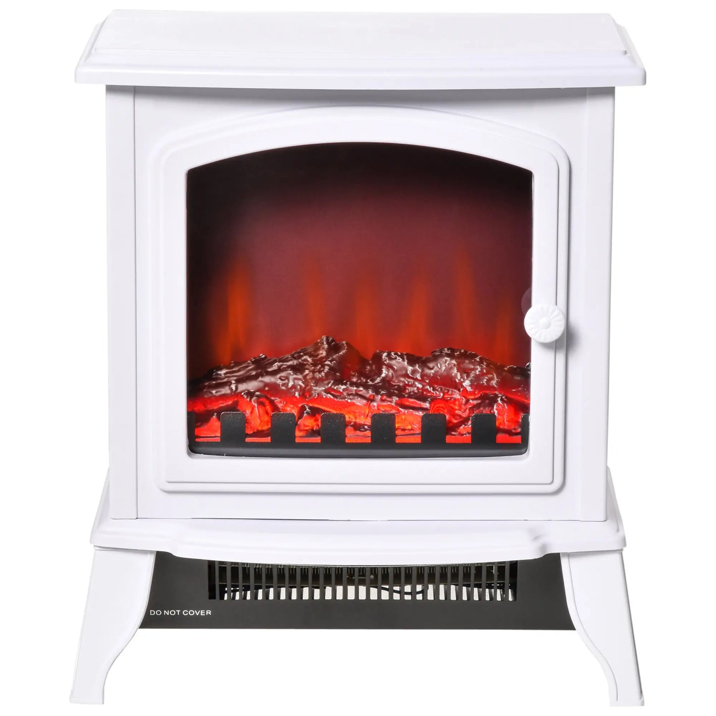 Electric Fireplace Heater, Freestanding, Realistic Flame, 750W/1500W, White Electric Fireplaces White at Gallery Canada