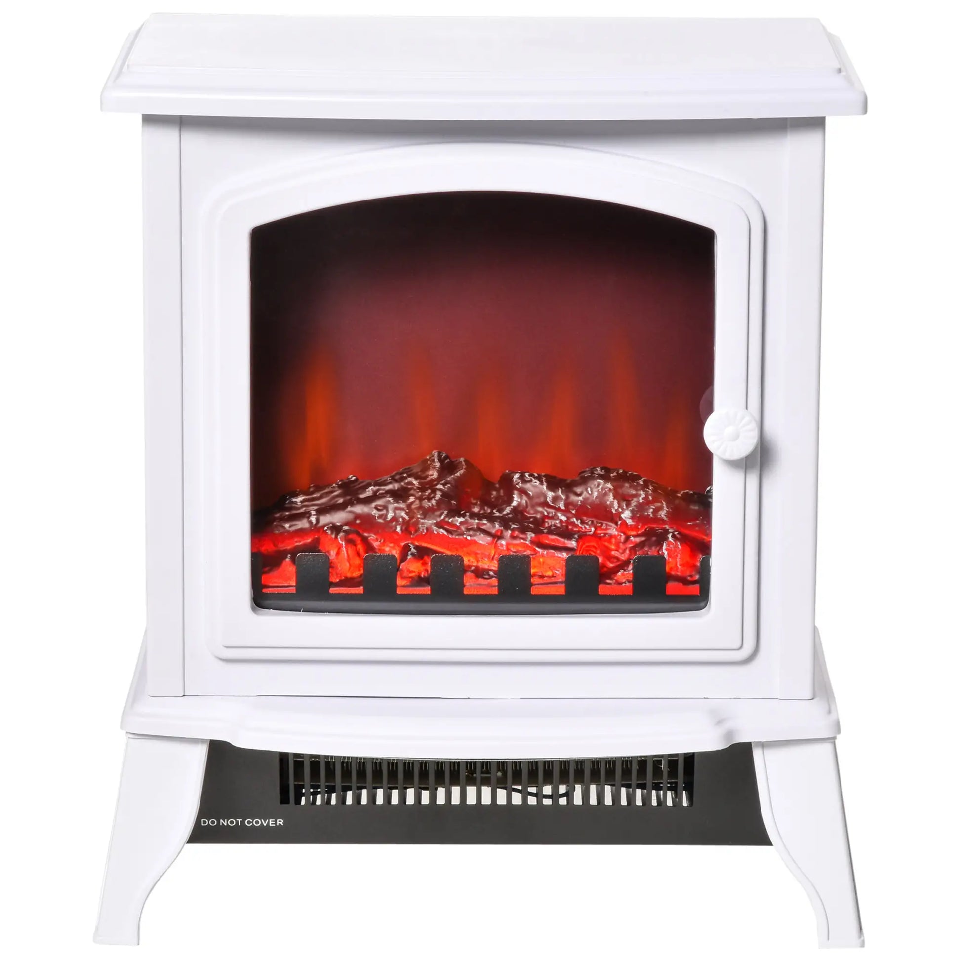 Electric Fireplace Heater, Freestanding, Realistic Flame, 750W/1500W, White Electric Fireplaces White at Gallery Canada