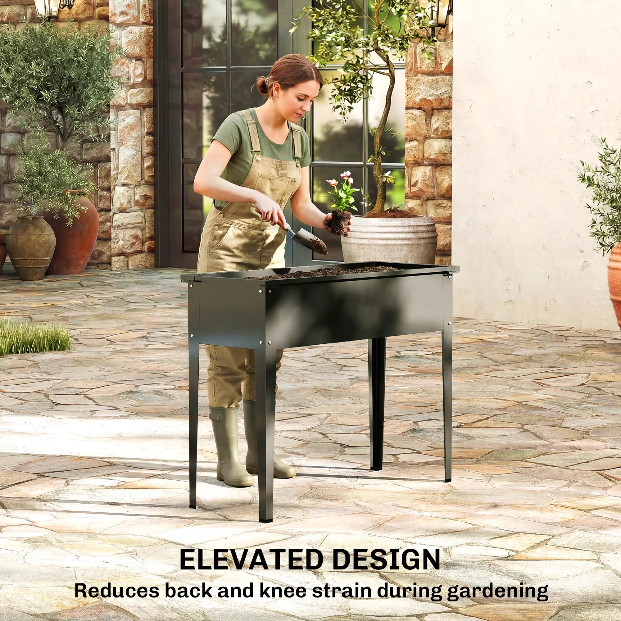 Metal Raised Garden Bed On Legs, With Drainage Hole, Black Elevated Garden Beds at Gallery Canada
