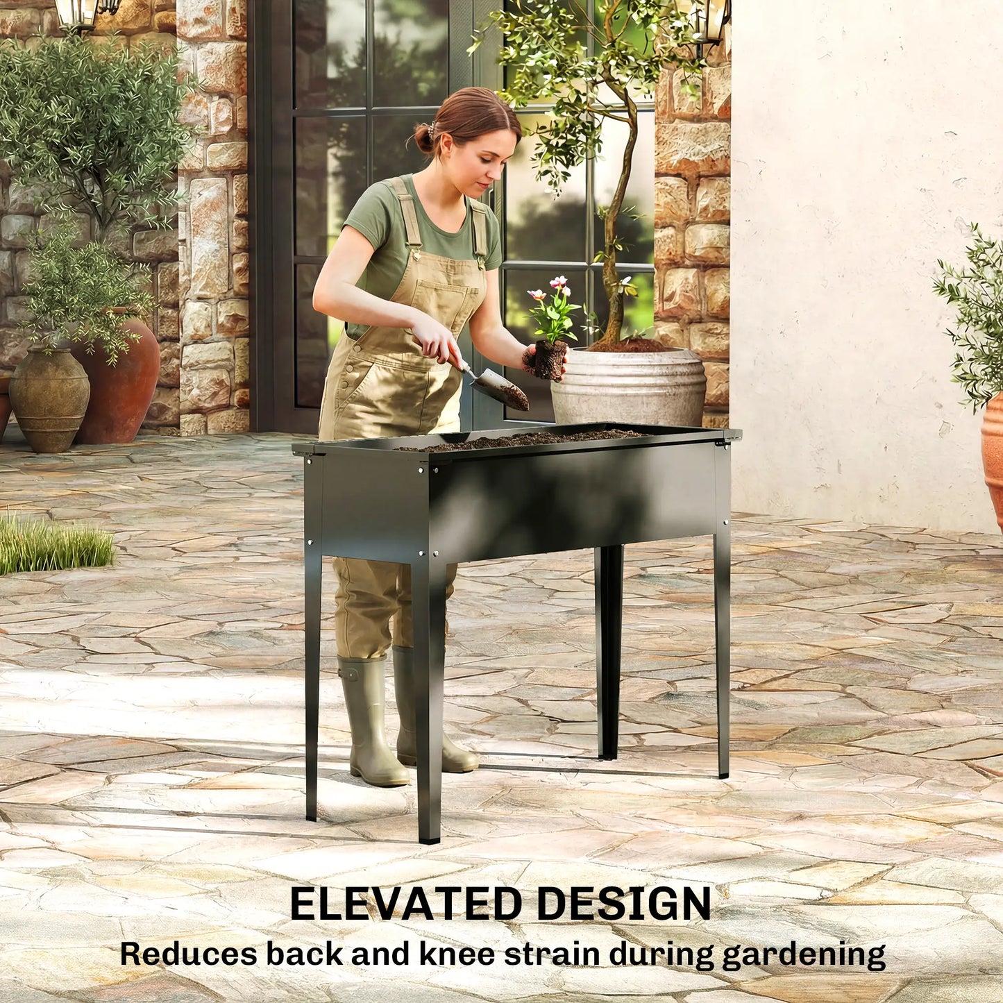 Metal Raised Garden Bed On Legs, With Drainage Hole, Black Elevated Garden Beds at Gallery Canada