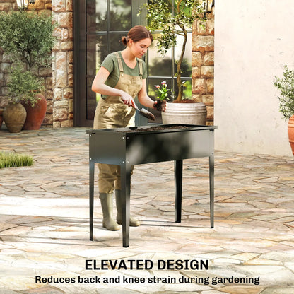 Metal Raised Garden Bed On Legs, With Drainage Hole, Black Elevated Garden Beds at Gallery Canada