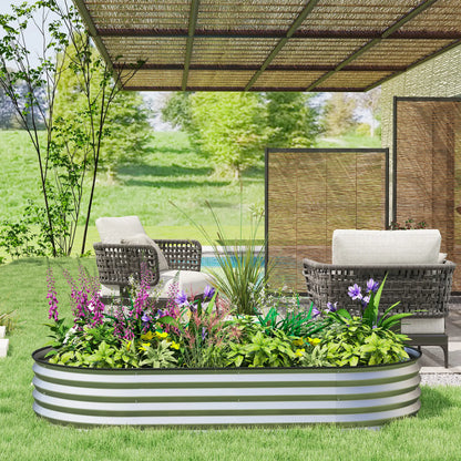 6' x 3' x 1' Galvanized Raised Garden Bed, Metal Plant Stake, Silver