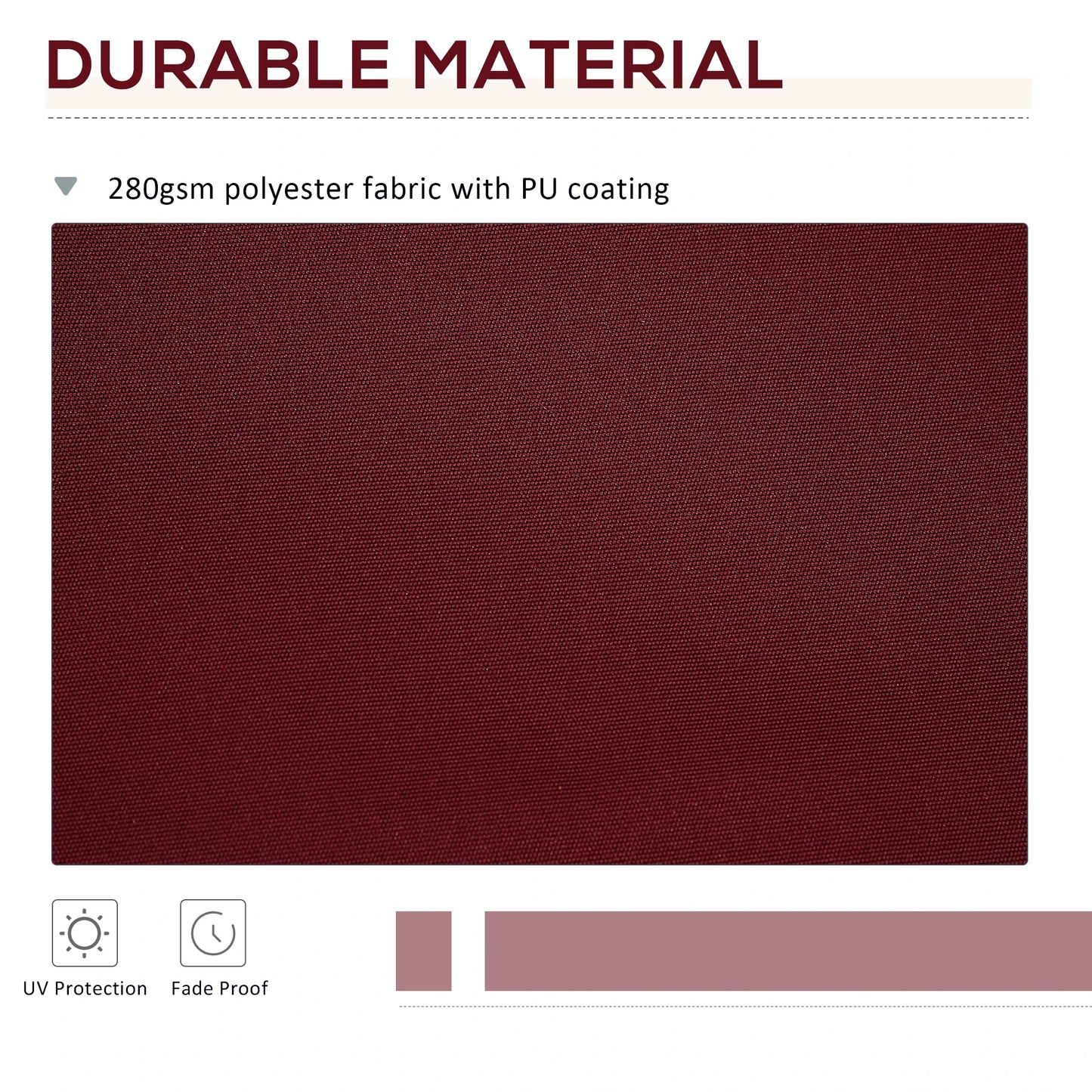 11' x 10' Retractable Awning Fabric, UV Protection, Wine Red Awning Fabric Replacement at Gallery Canada