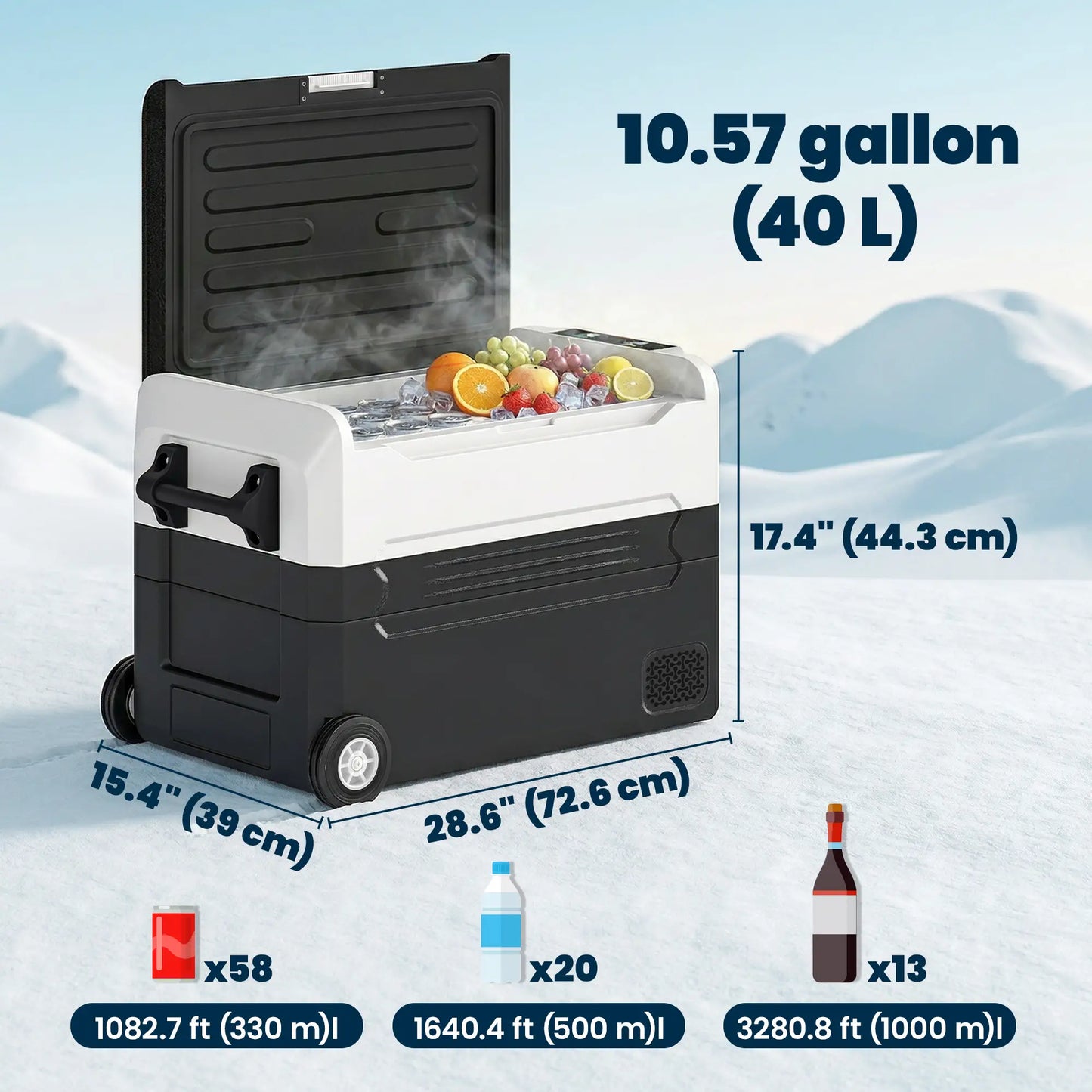 12V Car Refrigerator, 42QT, App Control, DC/AC Power, Black Car Coolers at Gallery Canada