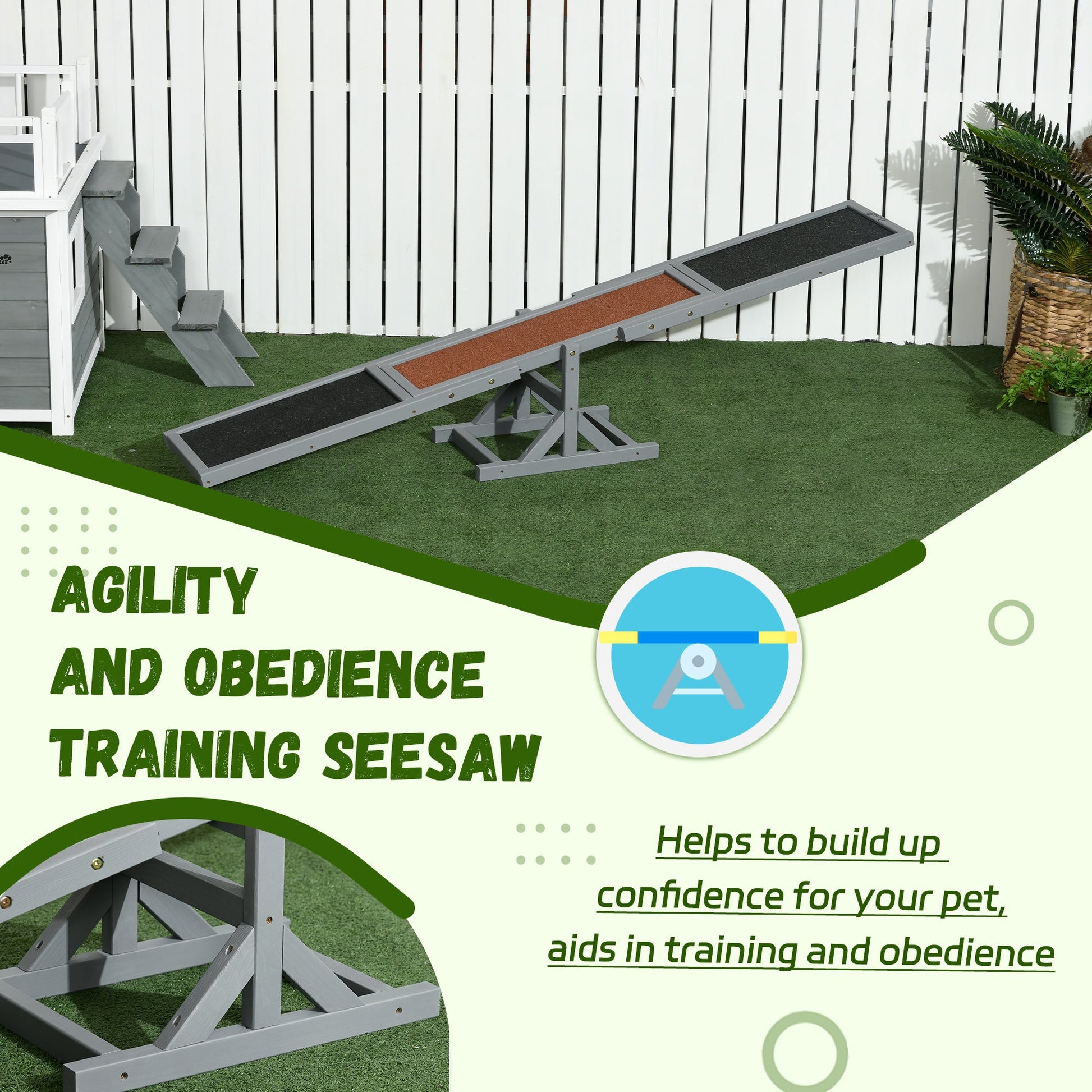 Wood Pet Seesaw Platform Dog Agility Training Equipment Run Game Toy Weather Resistant Pet Supplies Grey at Gallery Canada