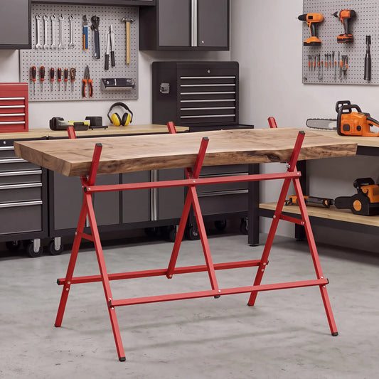 Foldable Saw Horse, Heavy Duty Cutting Stand, A-Frame Tool Organizers Red at Gallery Canada