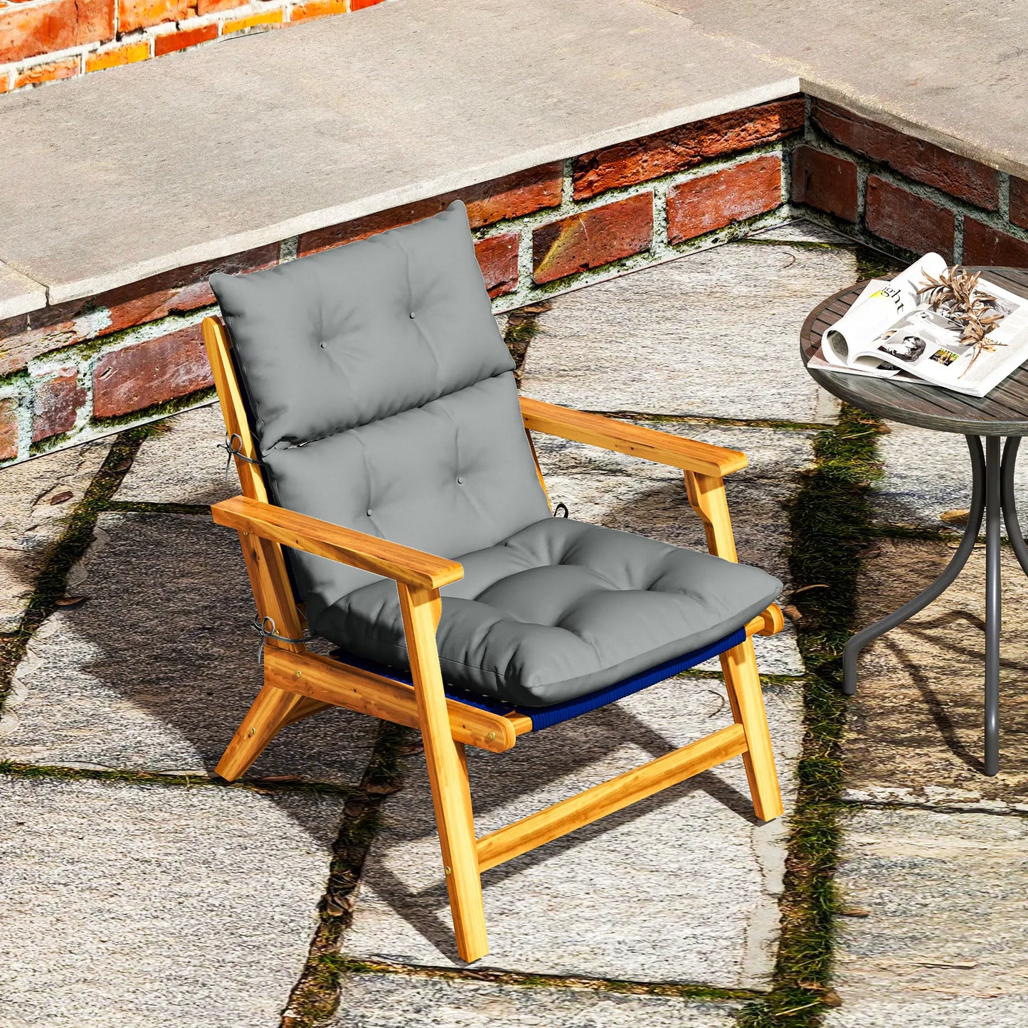 Adirondack Chair Cushion, Tufted with Ties, Non-Slip, Light Grey Patio Chair Cushions at Gallery Canada