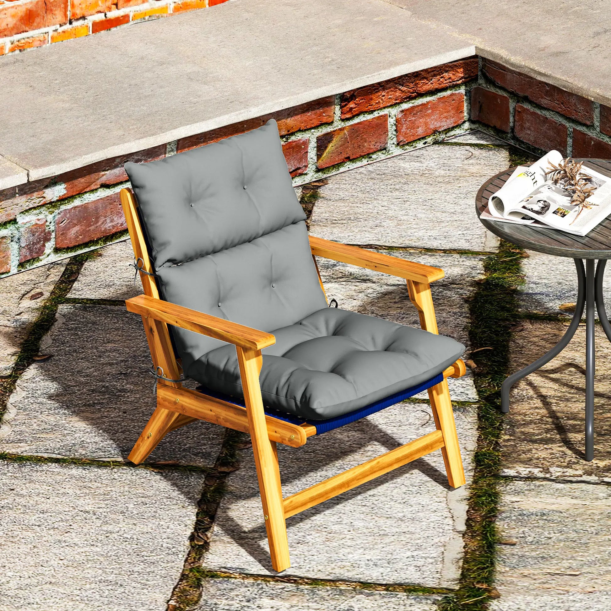 Adirondack Chair Cushion, Tufted with Ties, Non-Slip, Light Grey Patio Chair Cushions at Gallery Canada