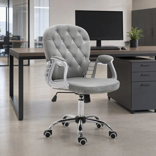 Ergonomic Office Chair, Adjustable Height, Padded Seat, Grey