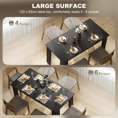 63" Kitchen Table for 4-6 People, Wood Effect, Black Dining Tables at Gallery Canada