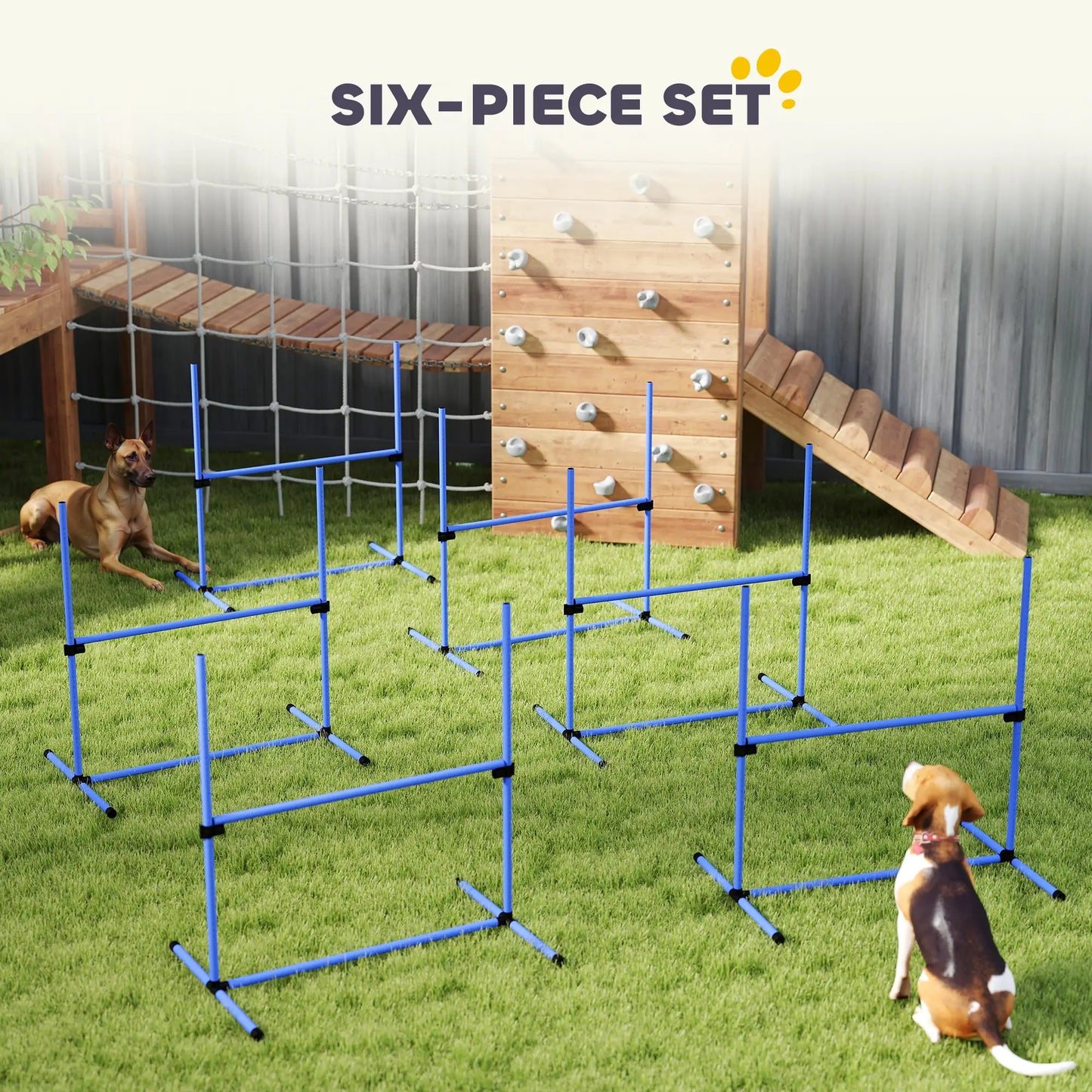 Set of 6 Dog Agility Training Jump Bars, Adjustable, Blue Dog Agility Training Equipment at Gallery Canada