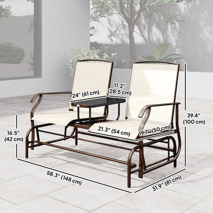 2 Person Patio Glider Rocking Chair, Outdoor Loveseat, Beige Outdoor Gliders at Gallery Canada