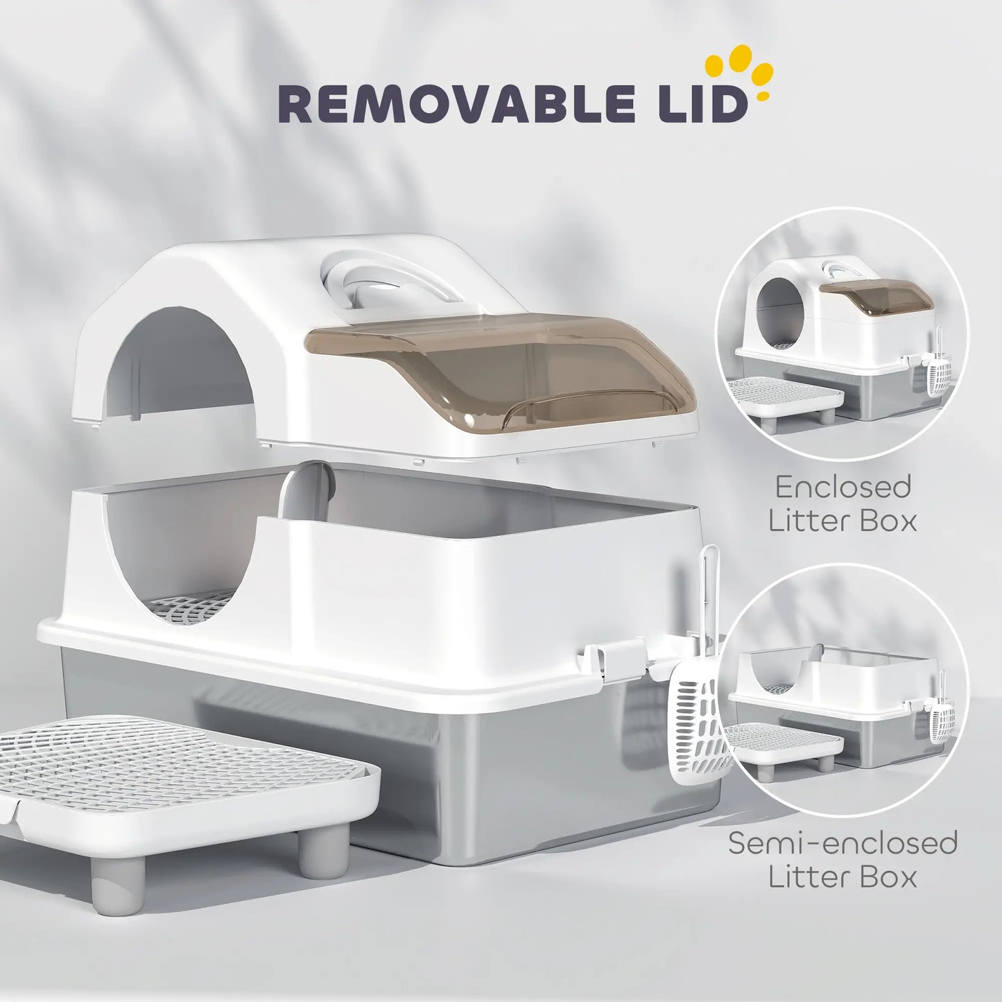 Extra Large Stainless Steel Cat Litter Box, High Sided, Removable Lid Cat Litter Box Enclosures at Gallery Canada