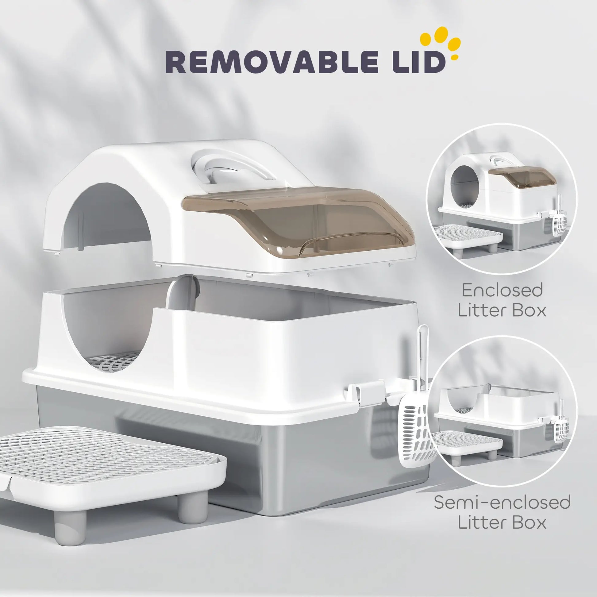 Extra Large Stainless Steel Cat Litter Box, High Sided, Removable Lid Cat Litter Box Enclosures at Gallery Canada