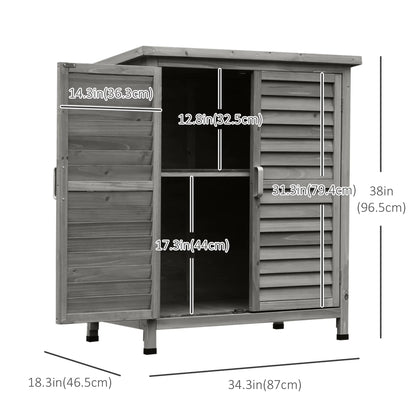 Wooden Garden Storage Shed, 2 Door, 34" x 18" x 38", Grey Sheds at Gallery Canada