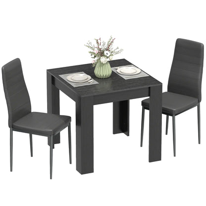 Square Dining Table Set For 2, PU Leather Upholstered Chairs, Black Dining Table Sets Black at Gallery Canada