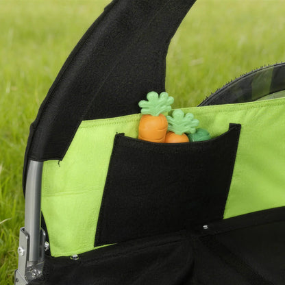 2-Seat Child Bike Trailer, Steel Frame, 5-Point Harness, Green