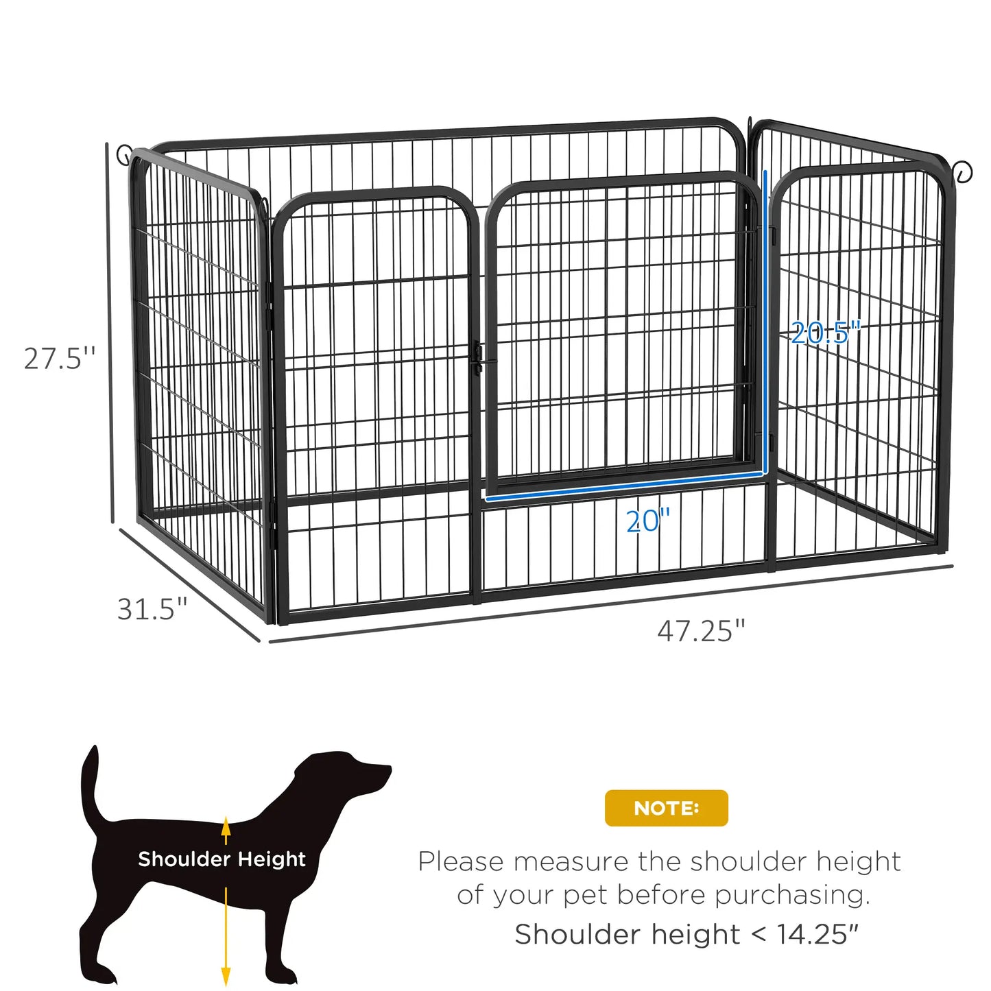 32"W 4-Panel Metal Dog Playpen, Indoor Outdoor Pet Fence, Black Houses, Kennels & Pens at Gallery Canada