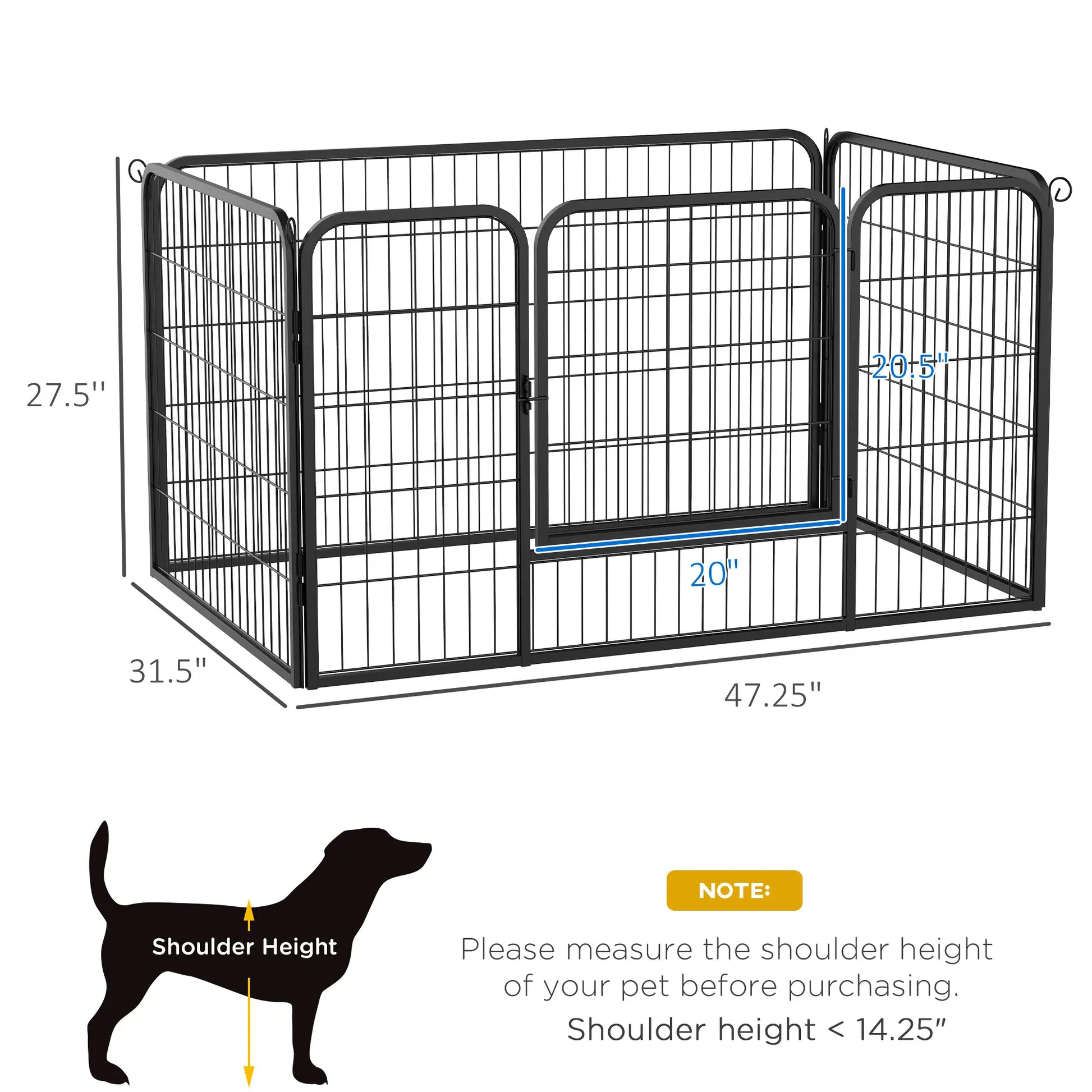32"W 4-Panel Metal Dog Playpen, Indoor Outdoor Pet Fence, Black Houses, Kennels & Pens at Gallery Canada
