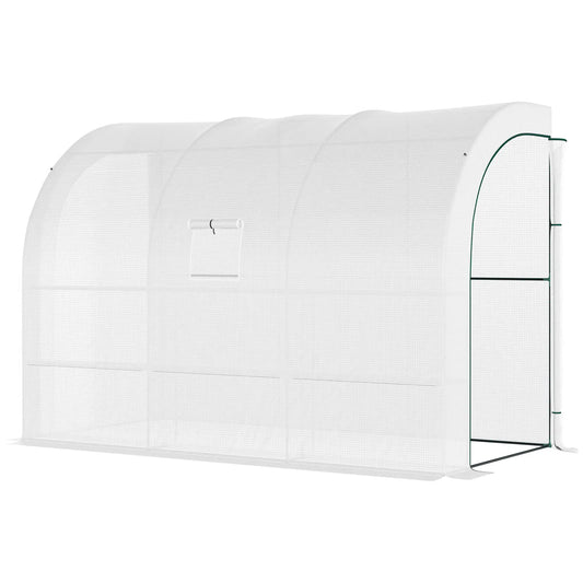 Walk-In Greenhouse, 10' x 5' x 7', PE Cover, Windows, Shelves, White Walk In Greenhouses White at Gallery Canada