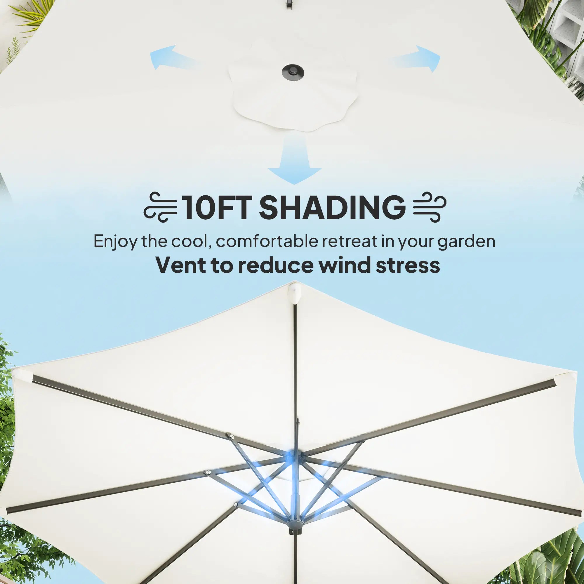 10' Offset Patio Umbrella, Aluminum Pole, 360° Rotation, Tilt, White Offset Cantilever Umbrellas at Gallery Canada