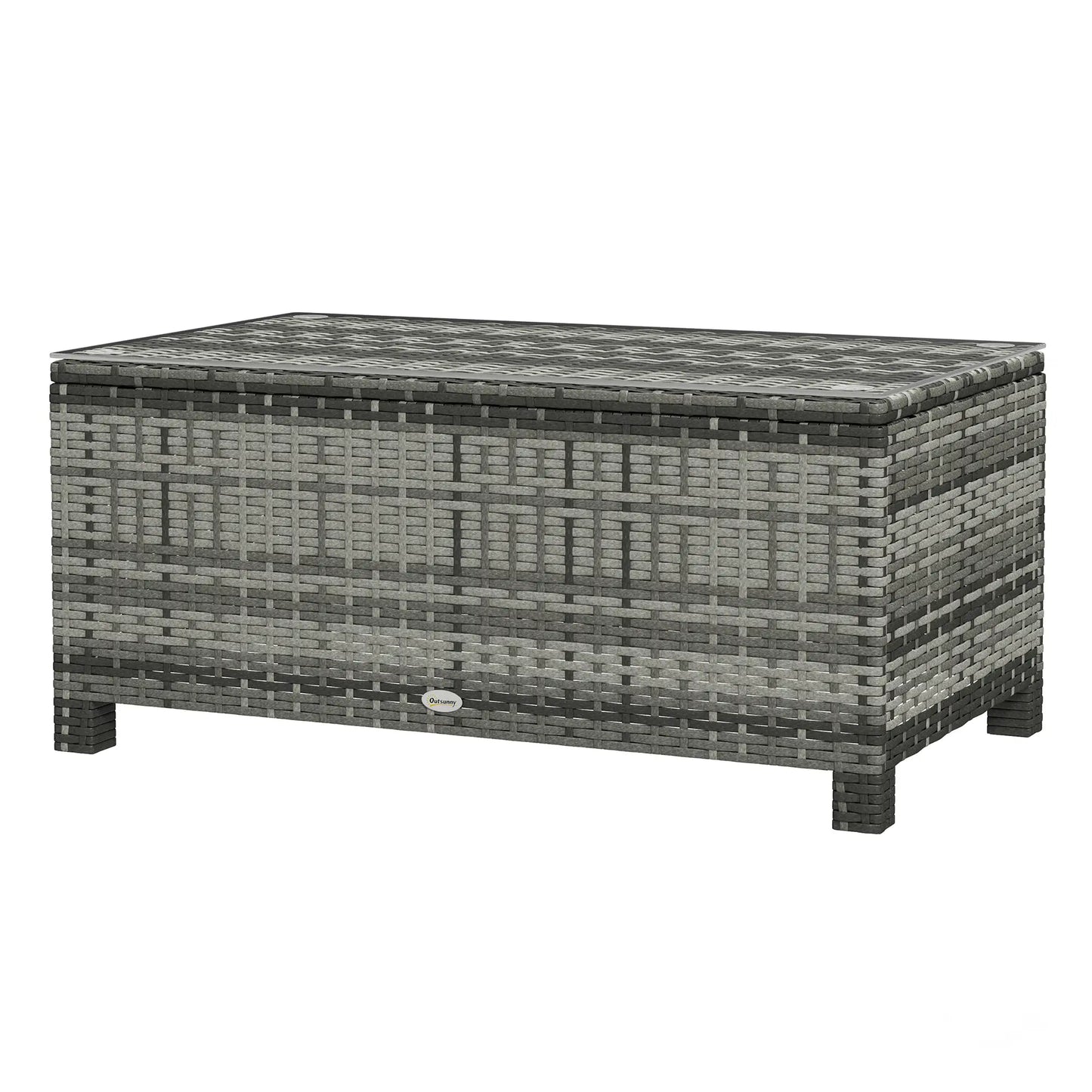 Rattan Wicker Coffee Table with Glass Top Outdoor Garden Patio Furniture Brown Tempered Patio Dinning Tables Grey at Gallery Canada