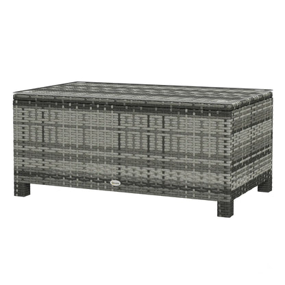 Rattan Wicker Coffee Table with Glass Top Outdoor Garden Patio Furniture Brown Tempered Patio Dinning Tables Grey at Gallery Canada