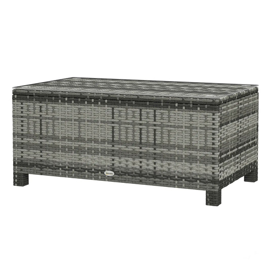 Rattan Wicker Coffee Table with Glass Top Outdoor Garden Patio Furniture Brown Tempered Patio Dinning Tables Grey at Gallery Canada