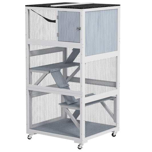 34" L Cat Enclosure on Wheels, Hammock, Platforms, Grey Outdoor Cat Enclosures Light Grey, Grey, Black at Gallery Canada