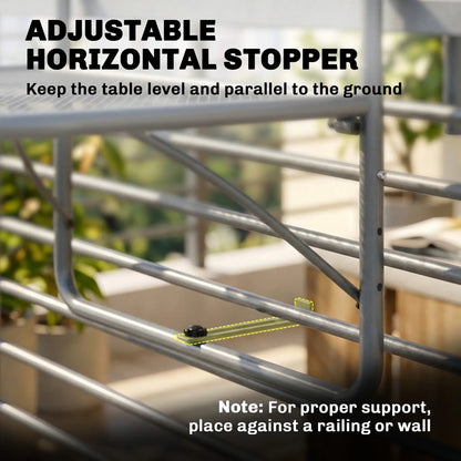 Table suspendue ajustable pour balcon, Bureau mural en métal, Support pour fleurs extérieur, Gris