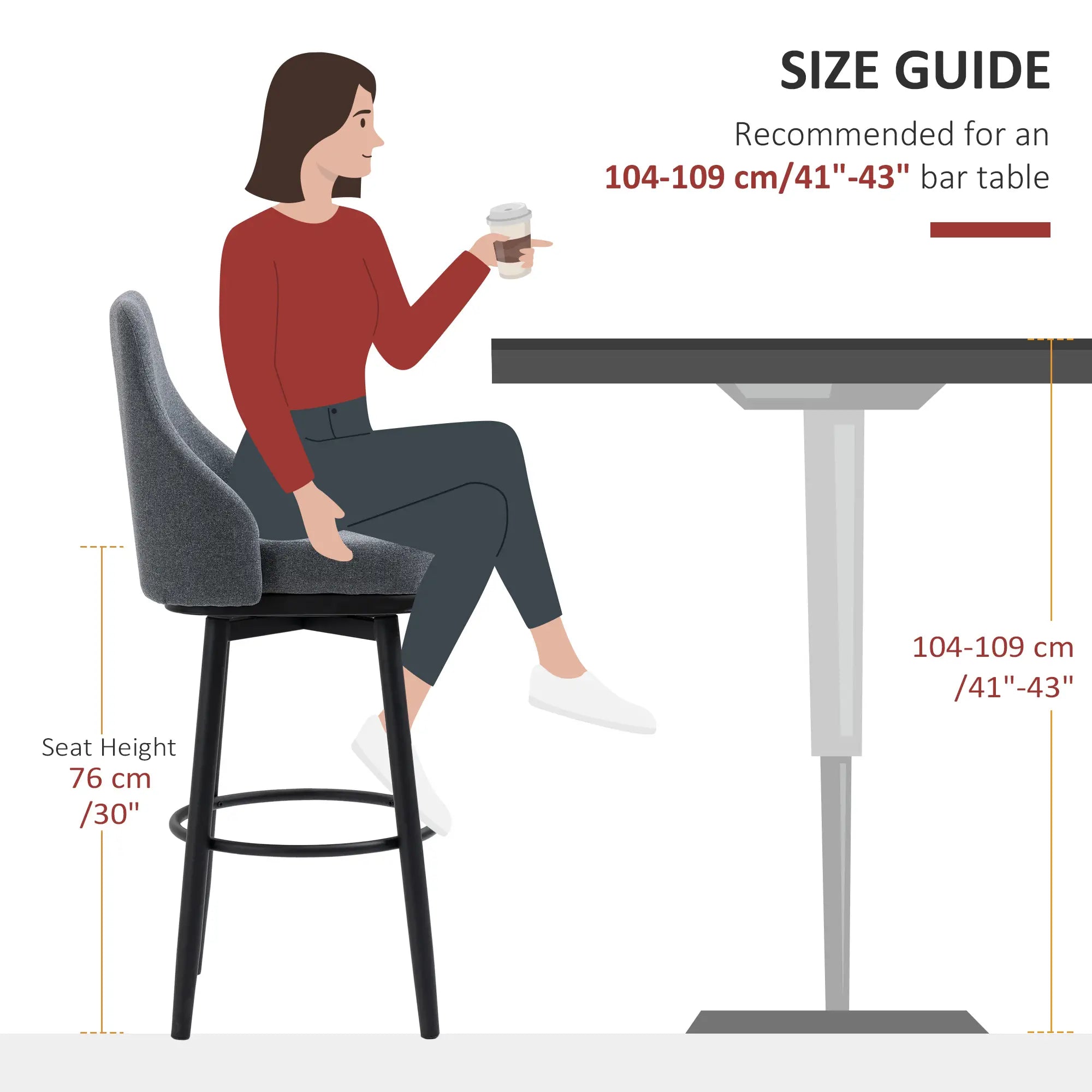 Extra Tall Bar Stools Set of 2, 360° Swivel, Steel Legs, Charcoal Grey Bar Stools at Gallery Canada