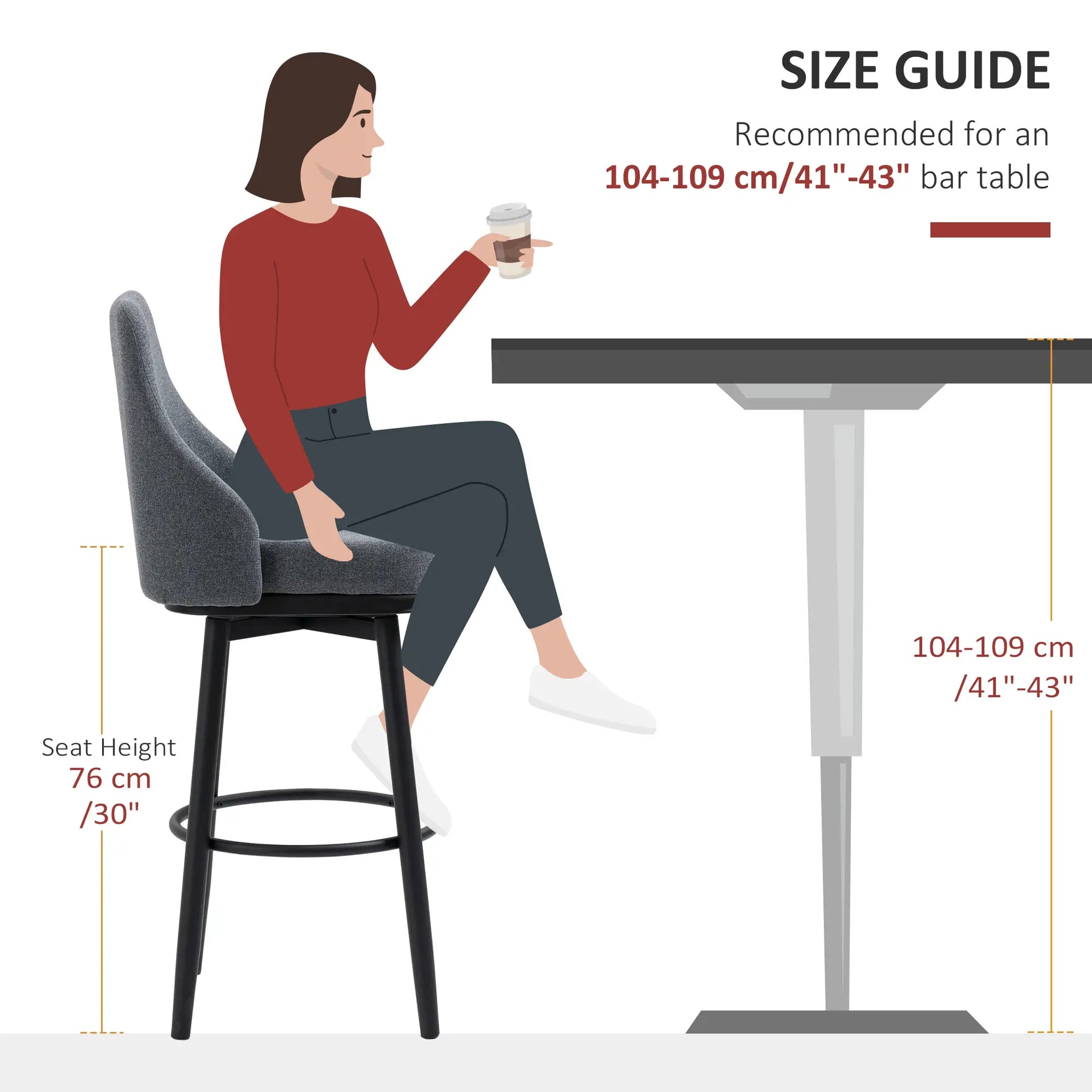 Extra Tall Bar Stools Set of 2, 360° Swivel, Steel Legs, Charcoal Grey Bar Stools at Gallery Canada