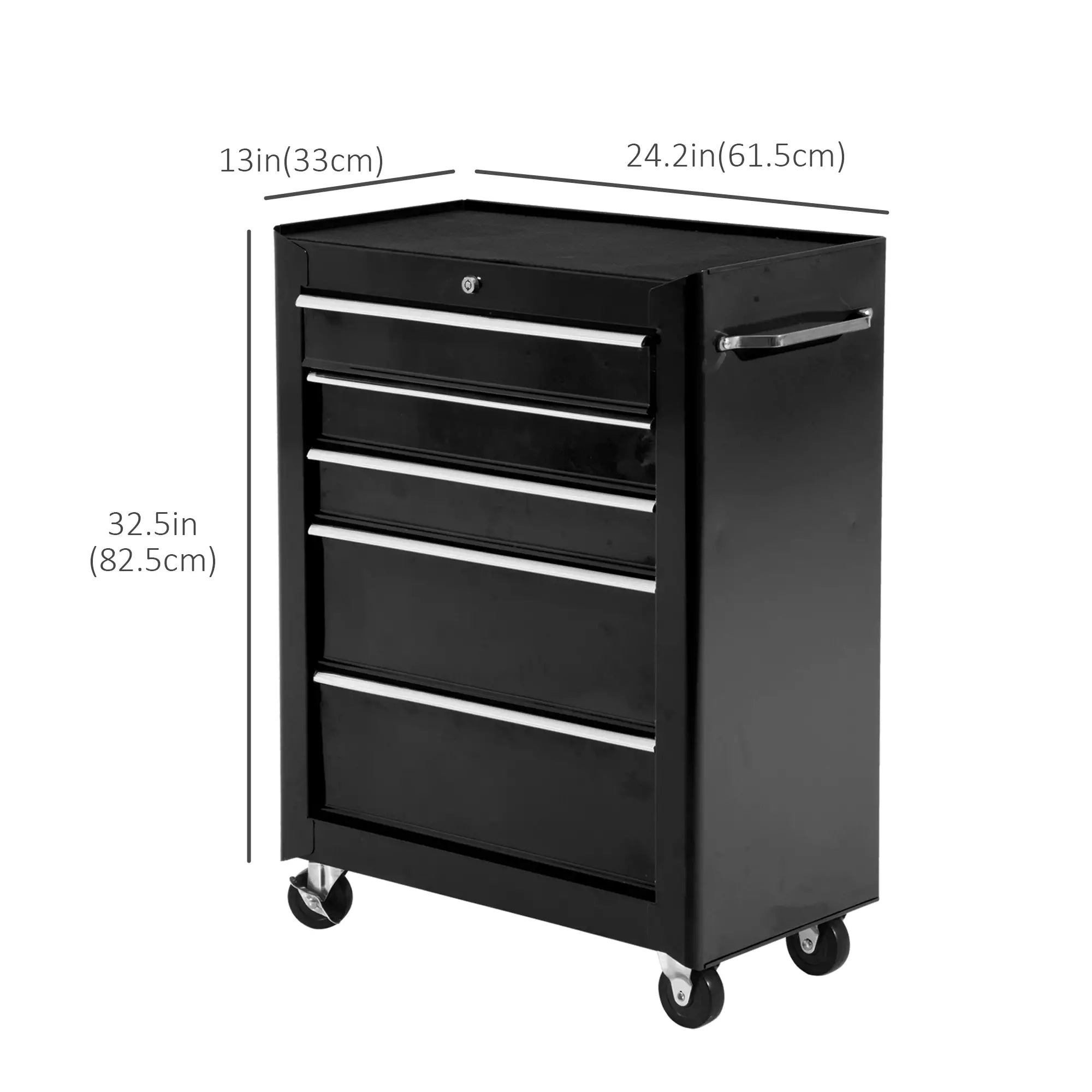 5-Drawer Rolling Tool Cabinet, Lockable Tool Chest, Black Tool Organizers at Gallery Canada