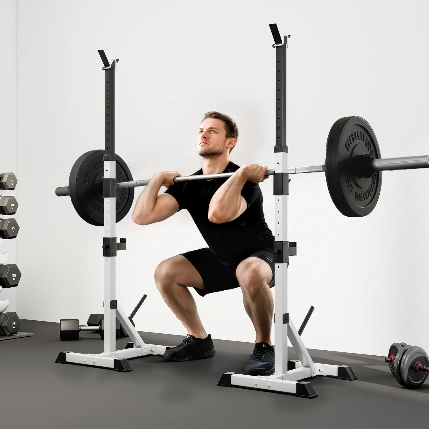2-Piece Barbell Rack, 53.5"-69.3" Adjustable, 440LBS Capacity Power Towers at Gallery Canada