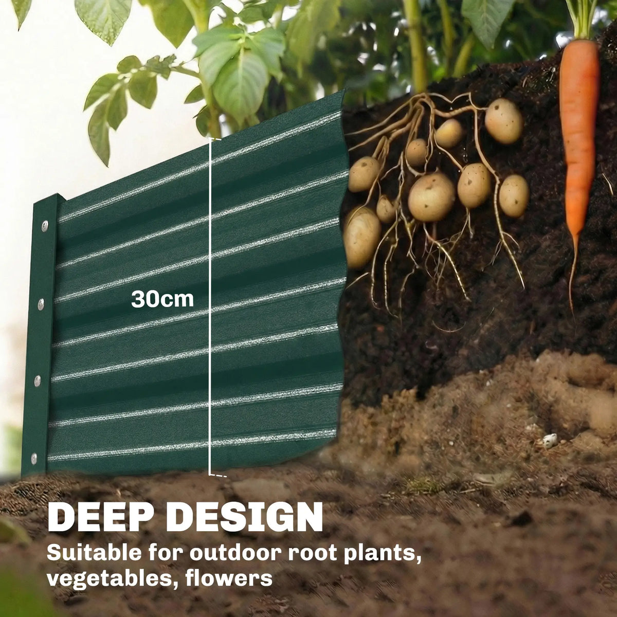 12 x 4 x 1ft Galvanized Raised Garden Bed, Reinforced Outdoor Planter Box, Green Galvanized Planter Boxes at Gallery Canada