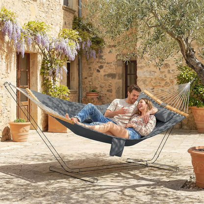Padded Camping Hammock With Pillow, Spreader Bars, 200 x 140 cm, Grey Camping Hammocks at Gallery Canada