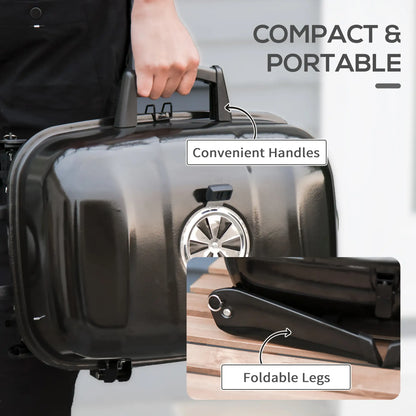Portable Steel Charcoal Grill, Foldable Outdoor BBQ, 59 x 43 x 39 cm, Black Charcoal BBQ Grils at Gallery Canada