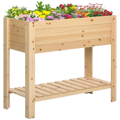 Raised Garden Bed With Legs, Elevated Planter With Shelf, Natural Wood Raised Garden Beds at Gallery Canada